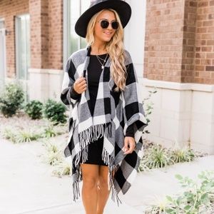 So Beautiful Tonight Black & White Poncho